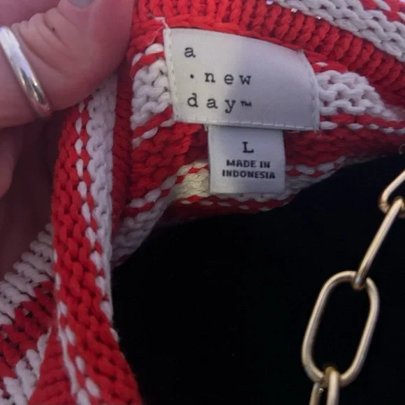 a new day Red and White Knit 100% Cotton Roll-Neck Sweater - Picture 4 of 6